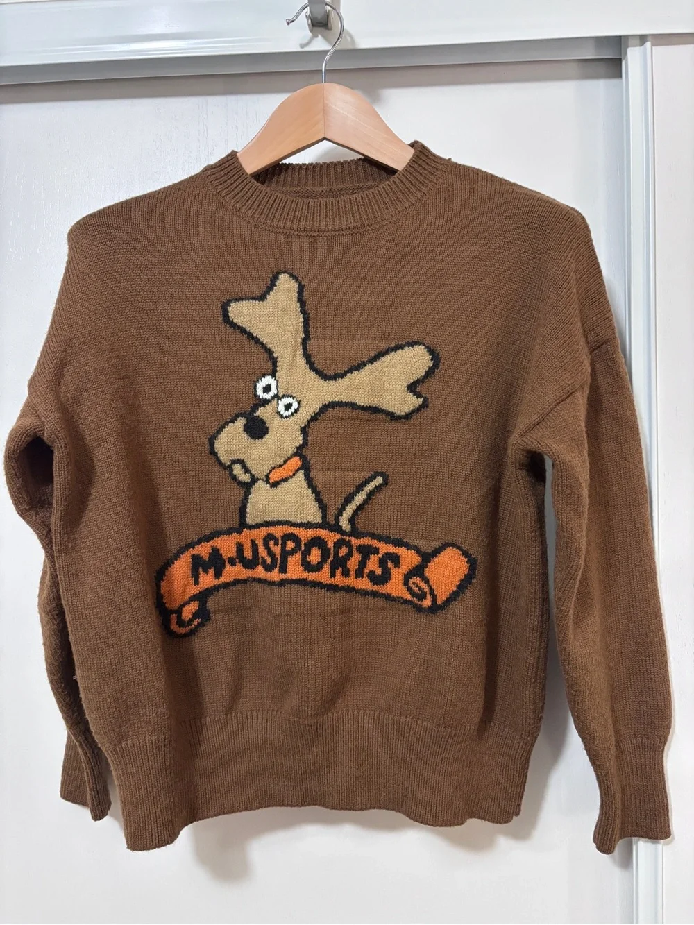 Vintage M. Usports Womens Novelty Dog Sweater Size Medium Japanese Golf Kitsch